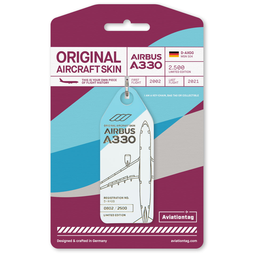 Aviationtag Airbus A330 D-AXGG Eurowings and Turkish Airlines Edition - Photo of bicolored white / light blue aircraft tag 