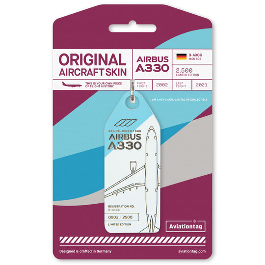 Aviationtag Airbus A330 D-AXGG Eurowings and Turkish Airlines Edition - Photo of bicolored white / light blue aircraft tag 
