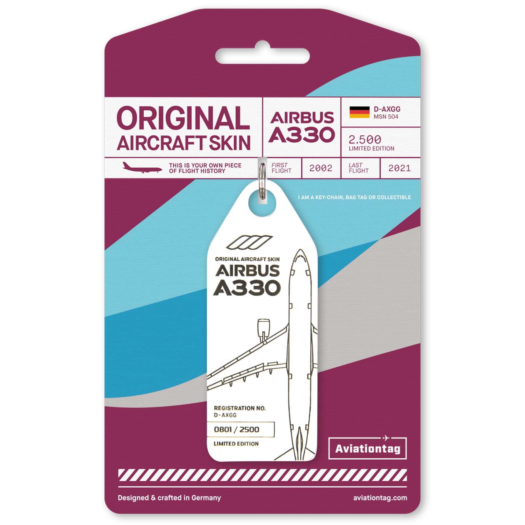 Aviationtag made from real aircraft skin – ex-Eurowings Airbus