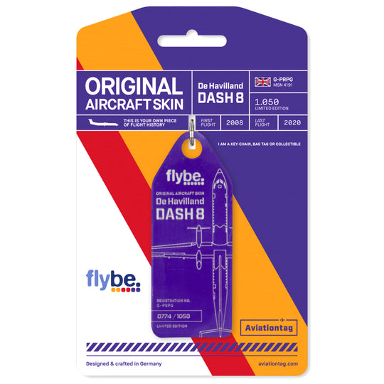 Aviationtag Flybe Tribute Edition Dash 8 Q400 G-PRPG Purple With Cardboard