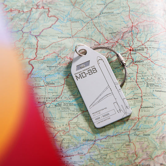 Aviationtag McDonnell Douglas MD-88 EC-FJE Edition White Mood Photo on Map of Spain
