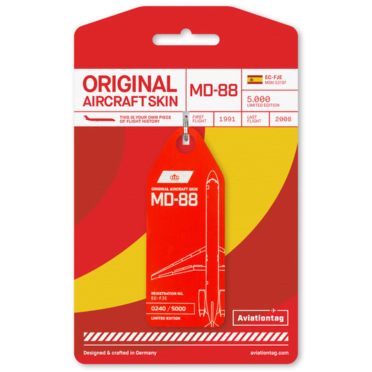 Aviationtag McDonnell Douglas MD-88 EC-FJE Edition Light Red with Cardboard
