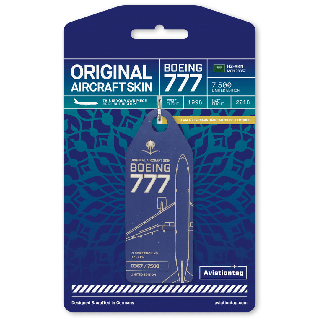 Saudi Arabian Airlines Boeing 777-200 Aviationtag Edition Blue Aircraft Tag with Cardboard