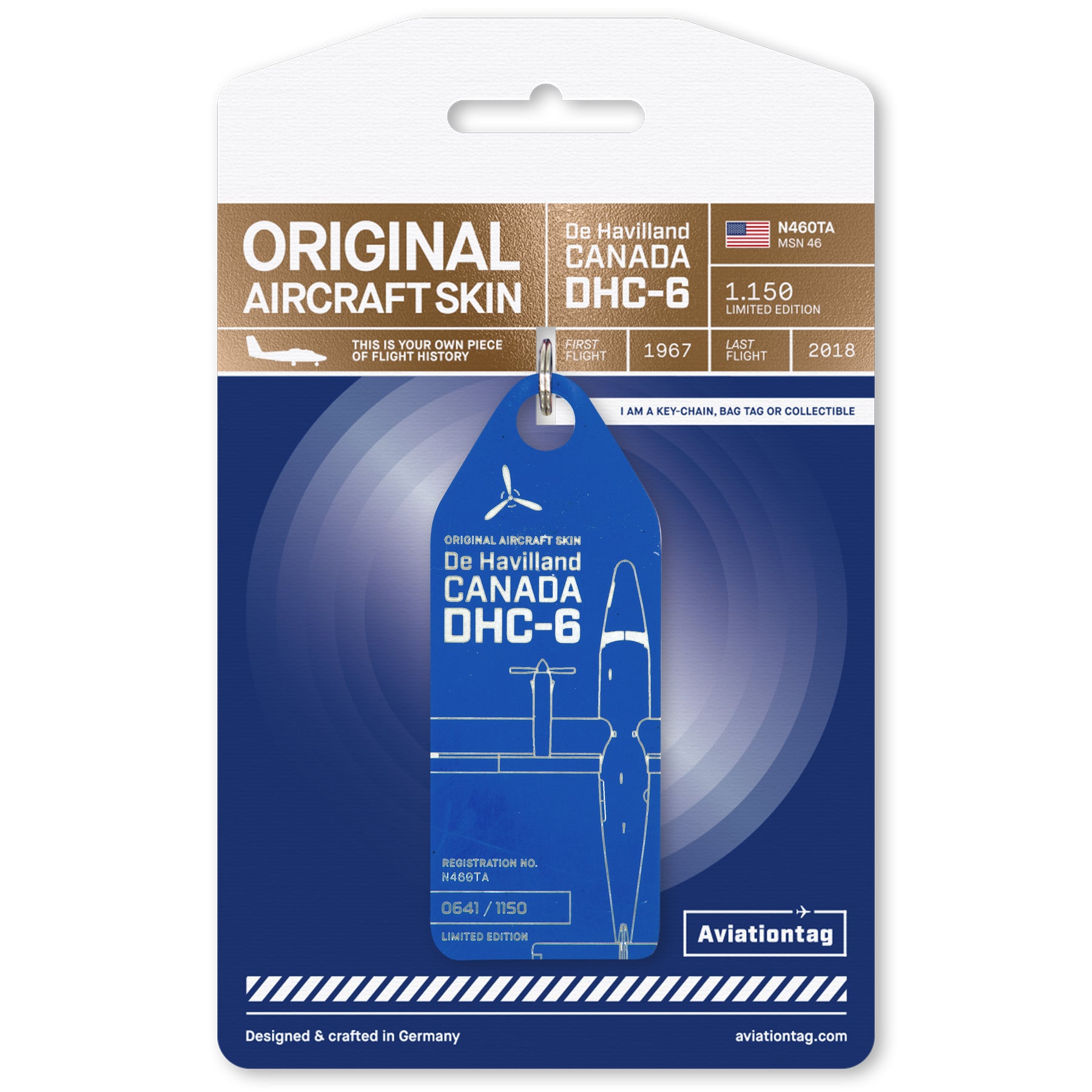 Aviationtag DHC DASH6 ネイビー Upcycled Aircraft Tag – DHC-6 Twin Otter Edition by Aviationtag