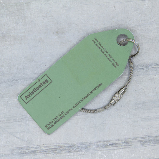 Aviationtag made from China Southern Airbus A330-200 B-6531 fuselage – upcycled aircraft skin, limited edition plane tag, aviation memorabilia. Back side of aircraft tag 