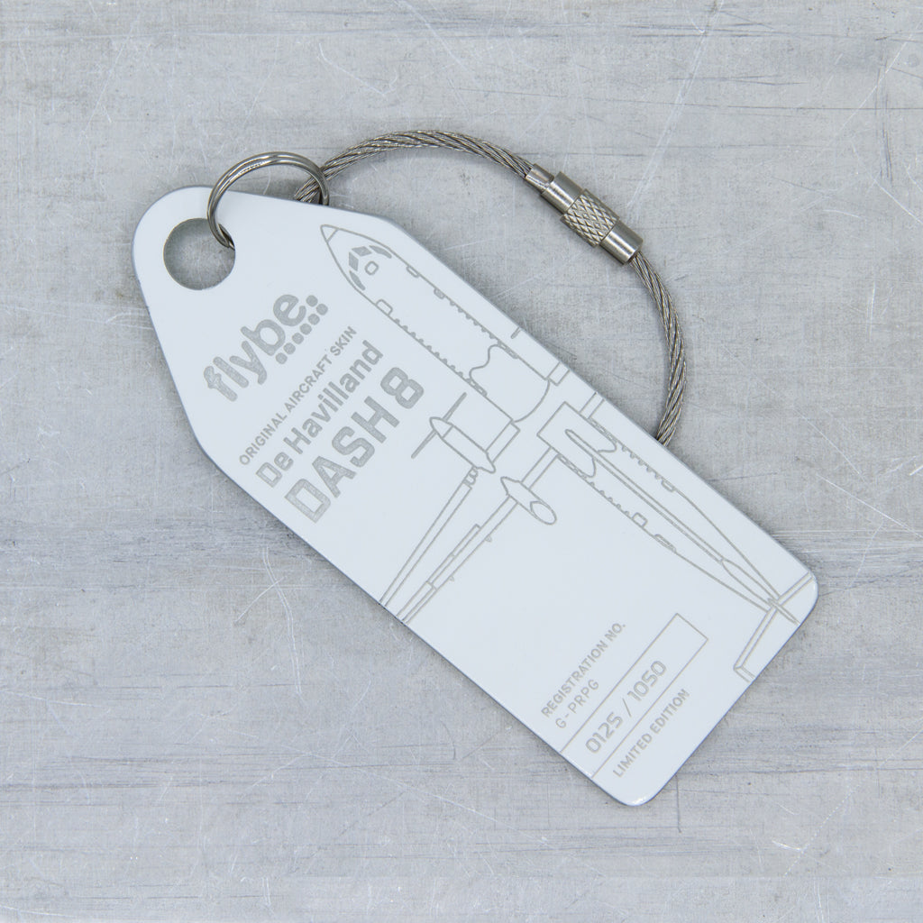 Aviationtag Flybe Tribute Edition Dash 8 G-PRPG aircraft tag white 