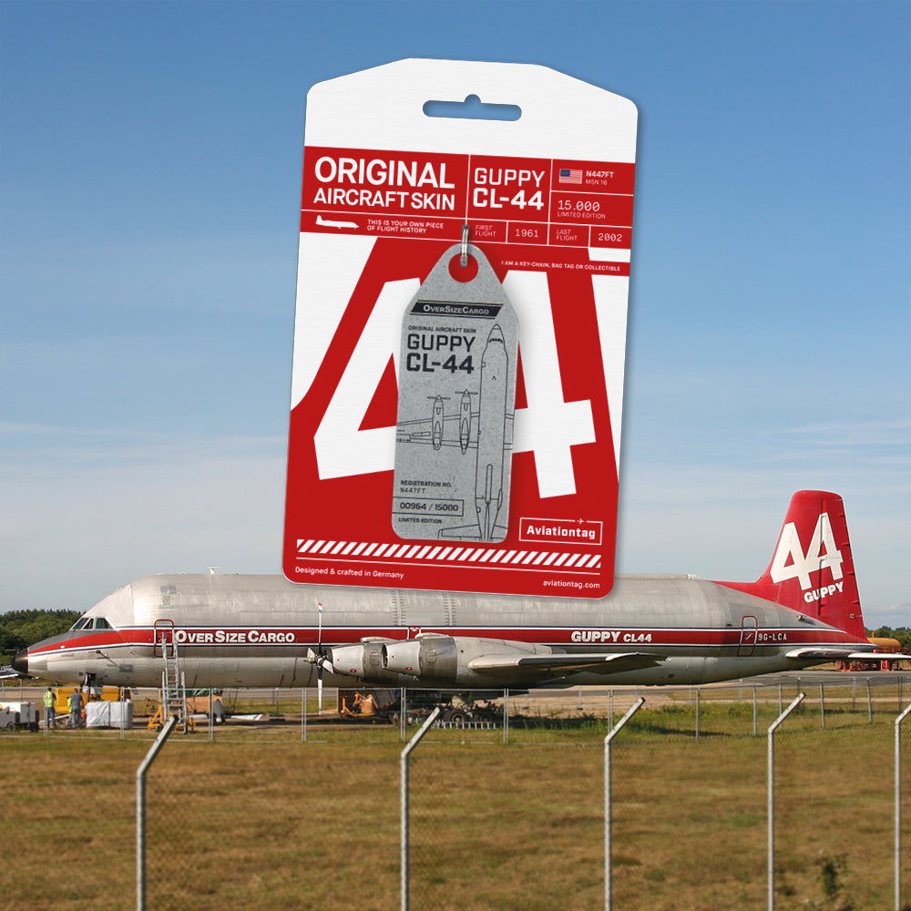 Conroy Skymonster Aviationtag Edition CL-44 Banner Mobile Showing Tag in front of aircraft