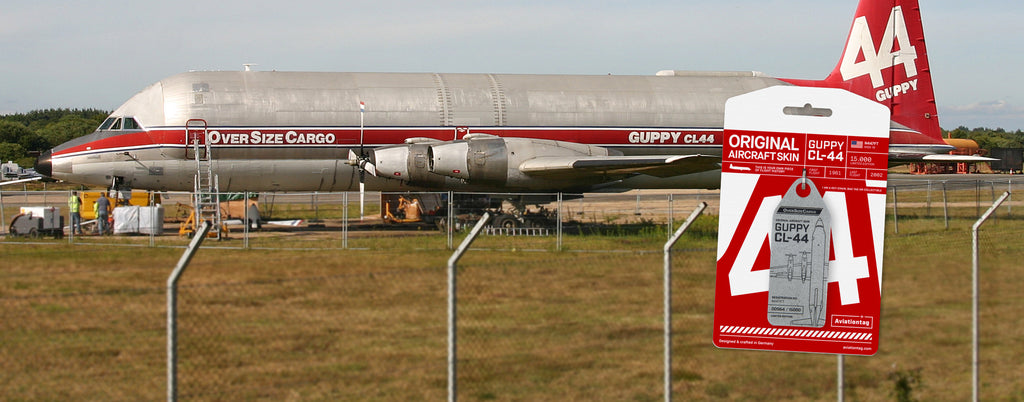 Conroy Skymonster Aviationtag Edition CL-44 Banner Desktop Showing Tag in front of aircraft