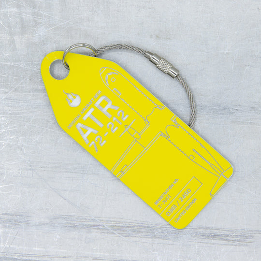 Aviationtag Edition Hunnu Air ATR 72-212 2-JUCE Aircraft Tag Yellow Close Up