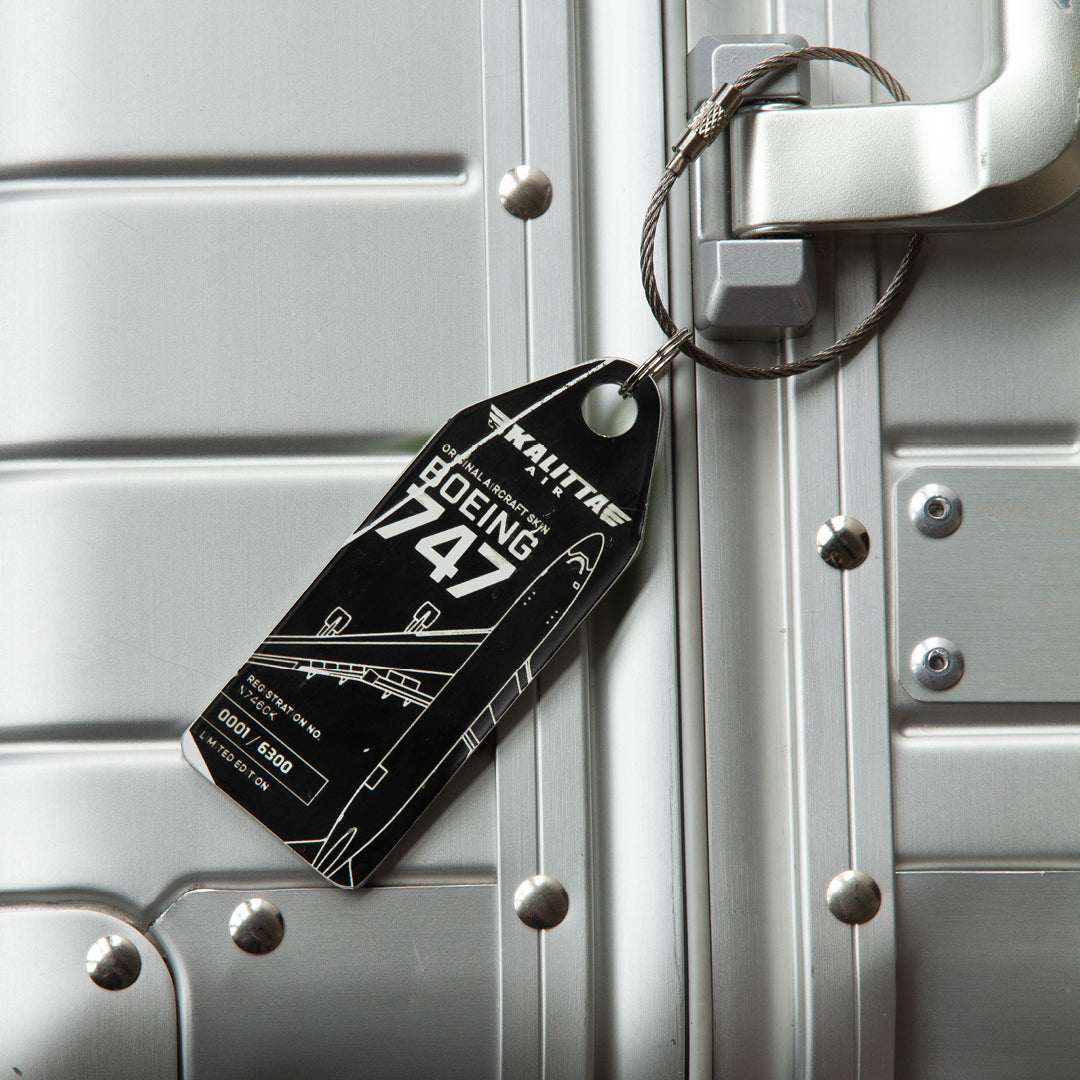 Aviationtag x Kalitta Air Boeing 747-200F Aircraft Tag Edition Black Plane Tag on Suitcase