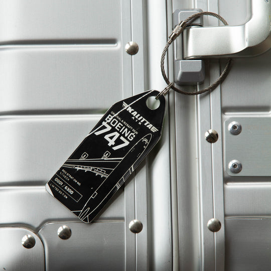 Aviationtag x Kalitta Air Boeing 747-200F Aircraft Tag Edition Black Plane Tag on Suitcase