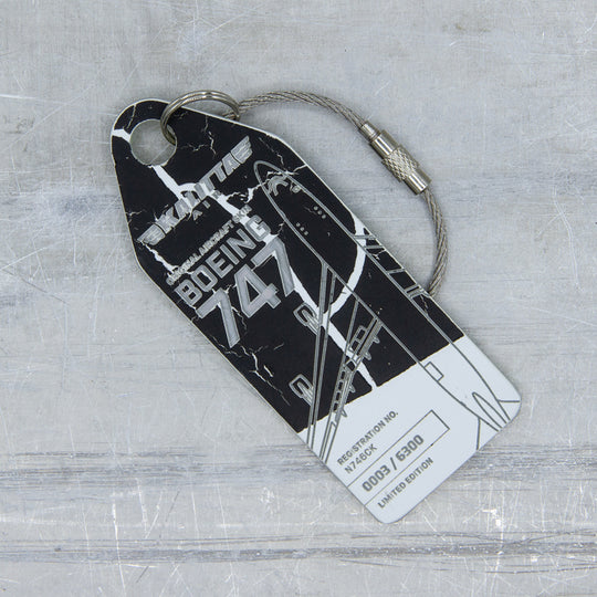 Aviationtag x Kalitta Air Boeing 747-200F Aircraft Tag Edition Black/White Close Up