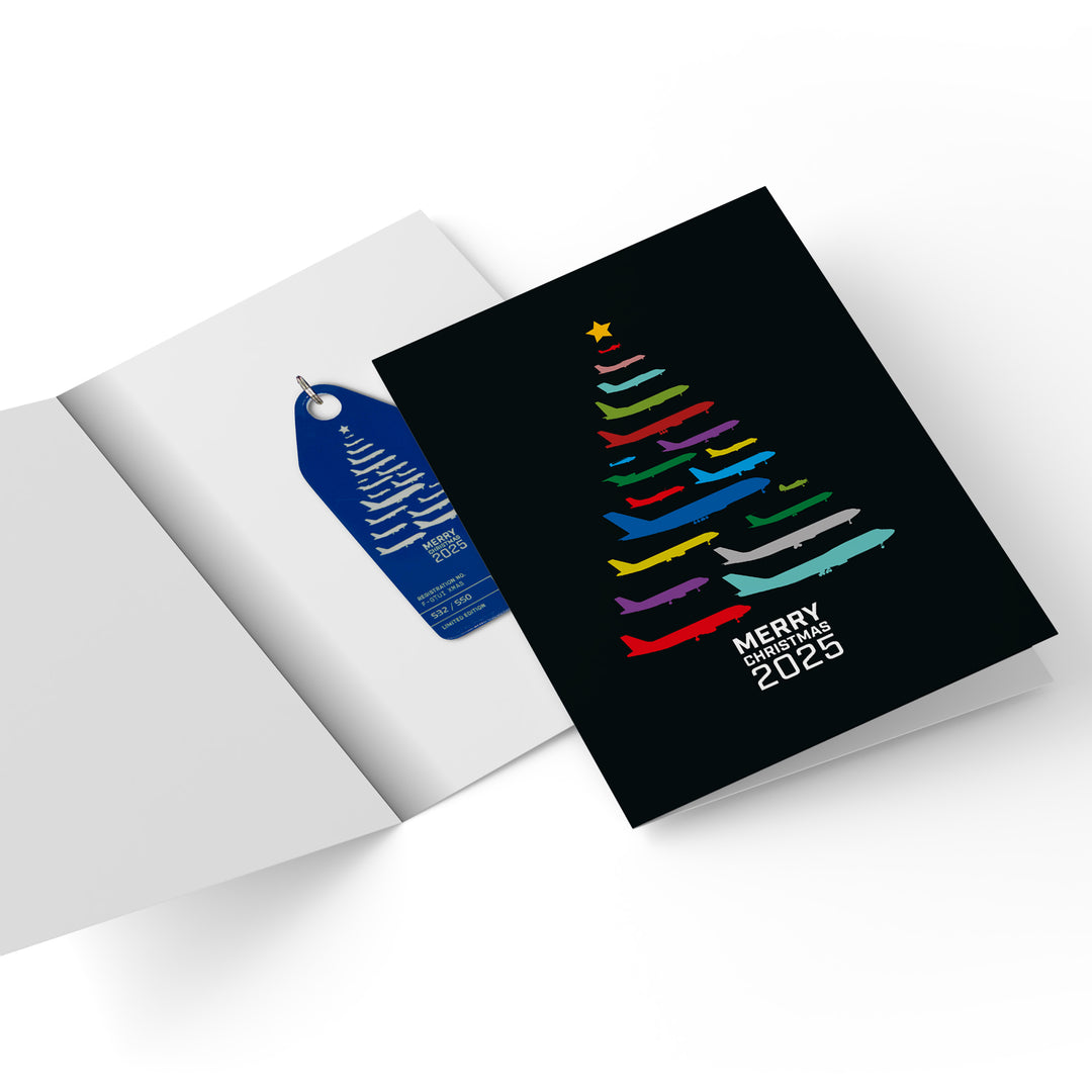 Aviationtag Christmas 2025 aircraft tag Edition made from Boing 747 F-GTUI. Tag on card