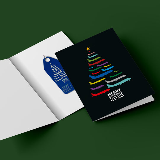 Aviationtag Christmas 2025 aircraft tag Edition made from Boing 747 F-GTUI. Tag on card