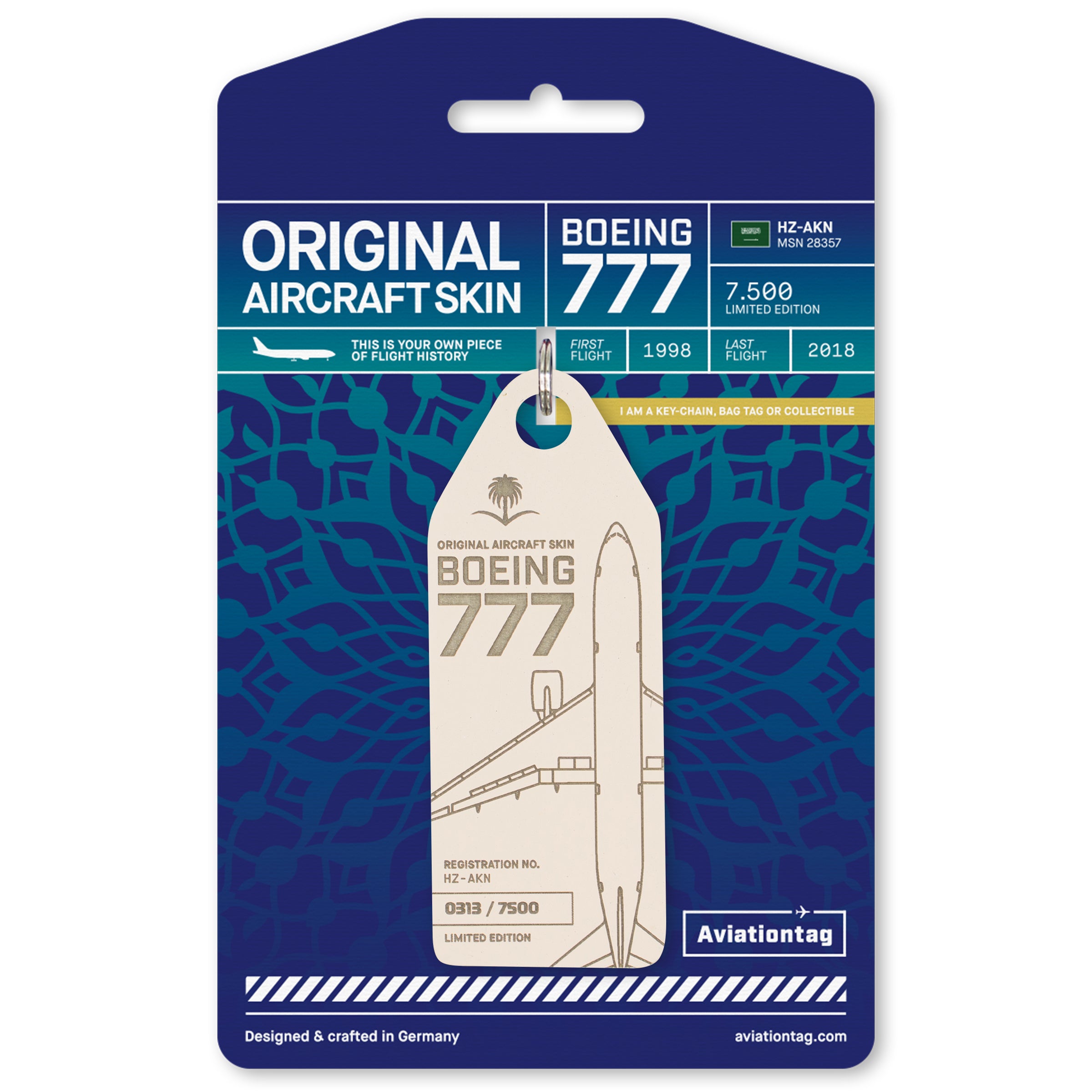Boeing 777-200 Edition Beige Aircraft Tag with Cardboard