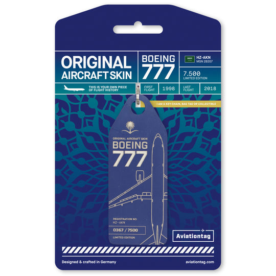Boeing 777-200 Edition Blue Aircraft Tag with Cardboard