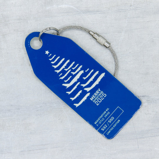 Aviationtag Christmas 2025 aircraft tag Edition made from Boing 747 F-GTUI. Blue Tag only