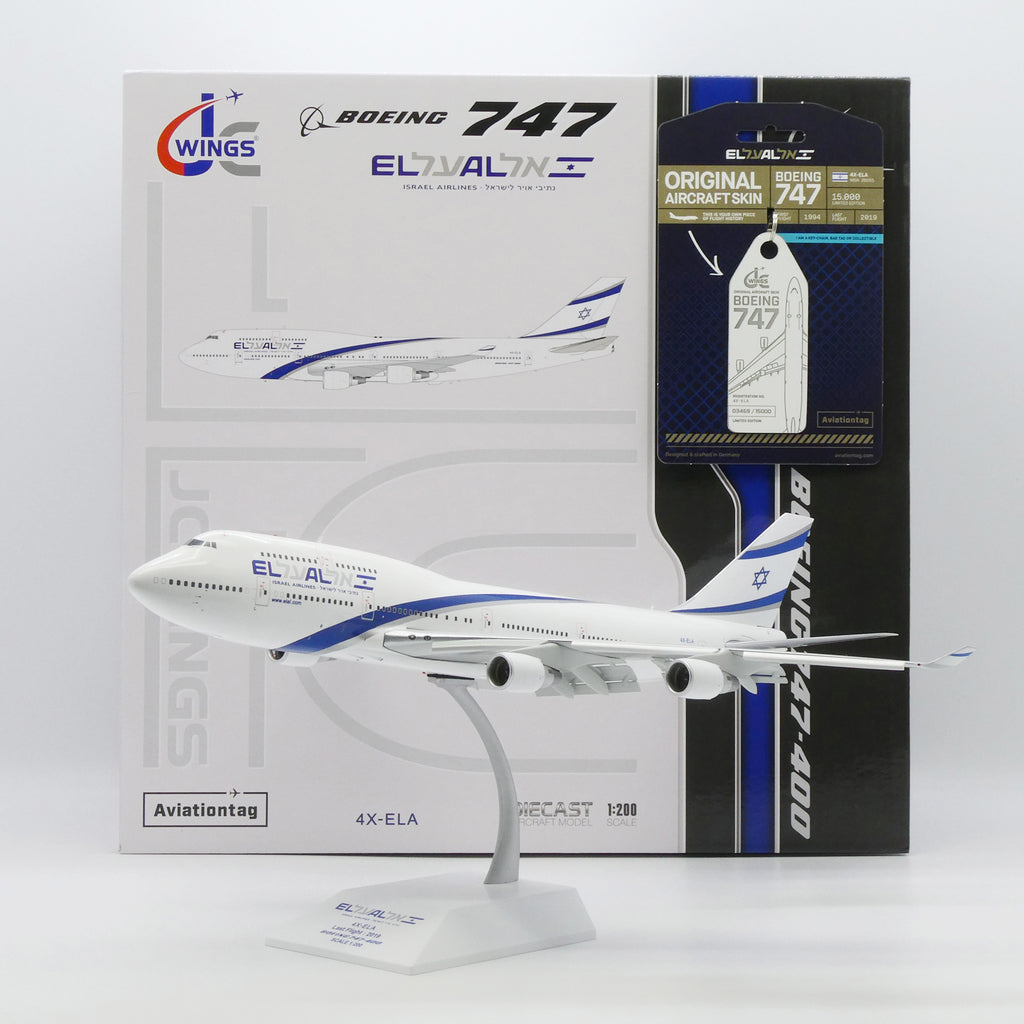 LY B747-400 エル・アル航空 Aviationtag JC Wings X Aviationtag El Al Boeing 747 4X-ELA 1:400