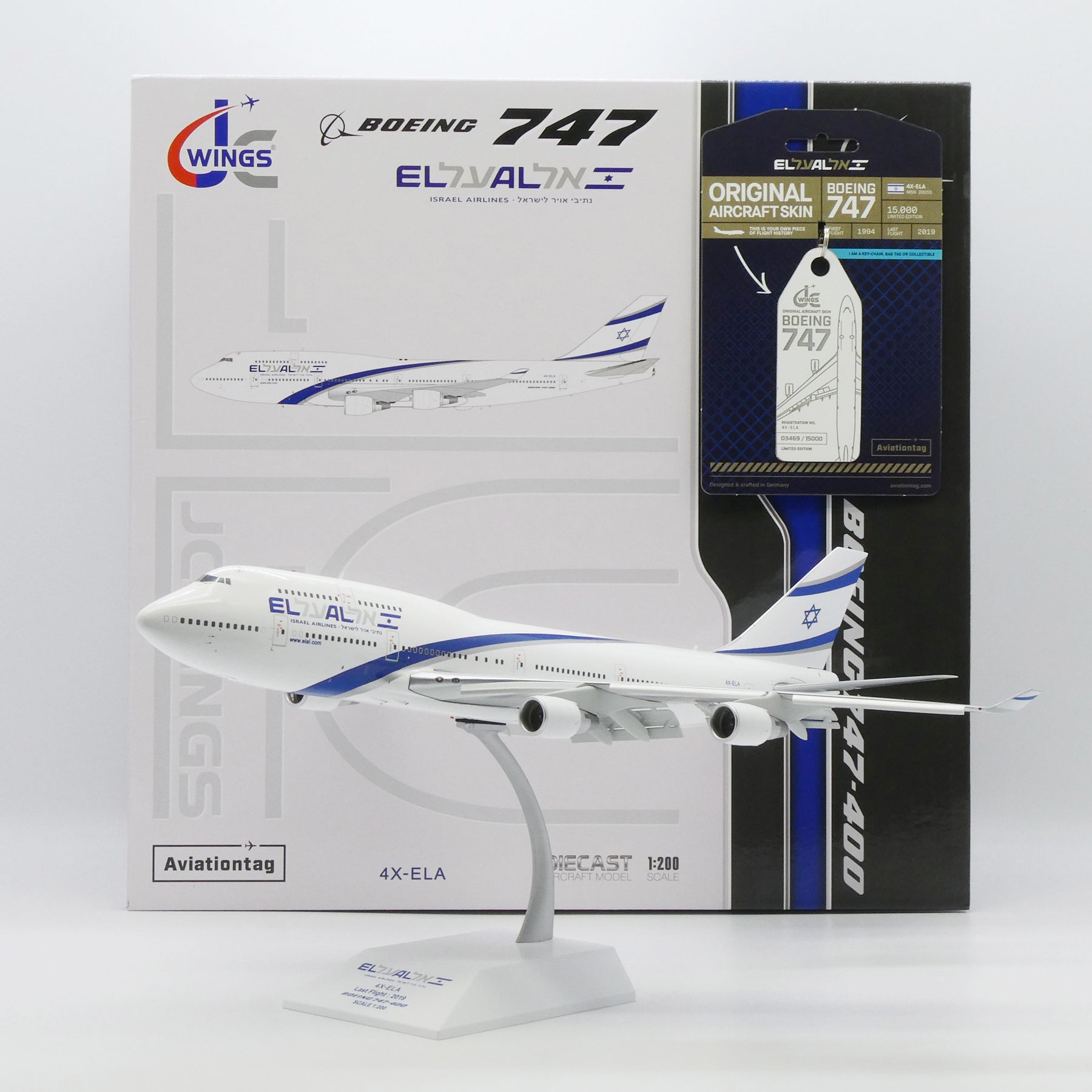 B747-400 エル・アル航空 Aviationtag 747 Skin Tags | El Al Boeing 747 4X-ELA Keychain | Aviationtag