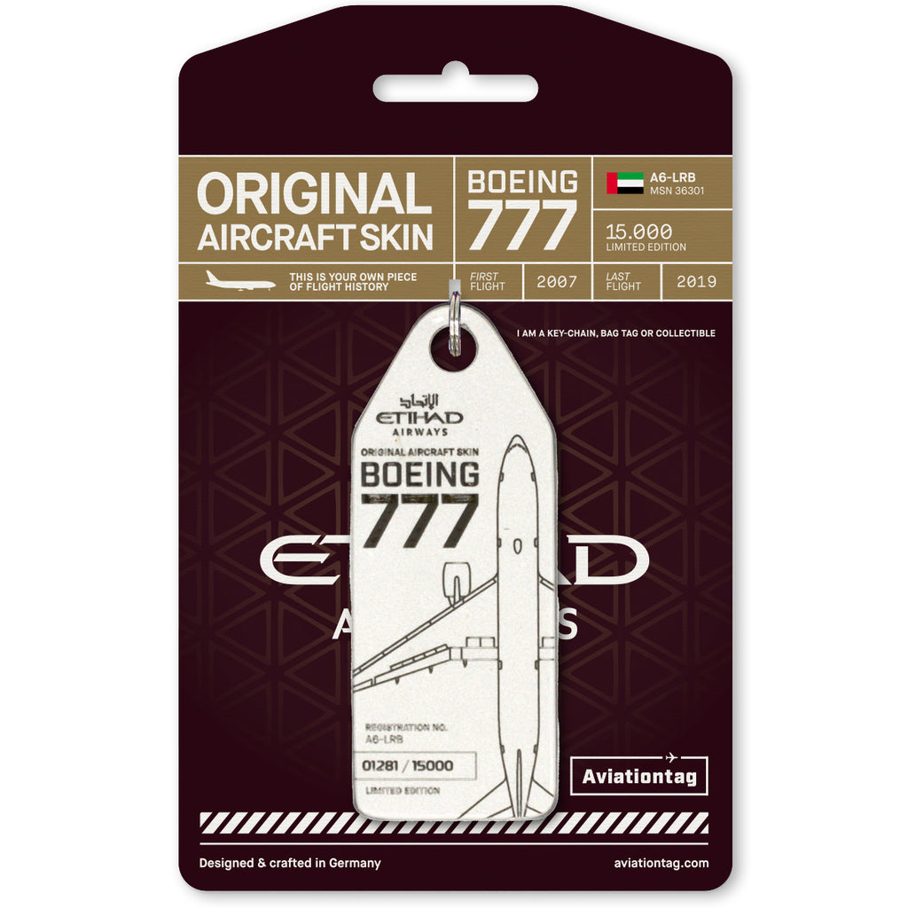 Airplane Skin Tags | Etihad Boeing 777 A6-LRB Keychain | Aviationtag