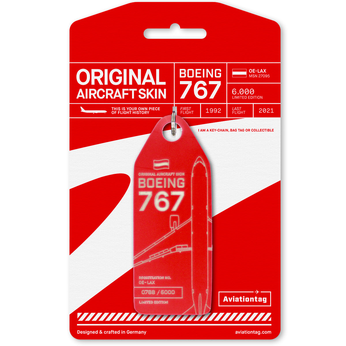 Boeing 767 - OE-LAX Schlüsselanhänger Rot kaufen – Aviationtag