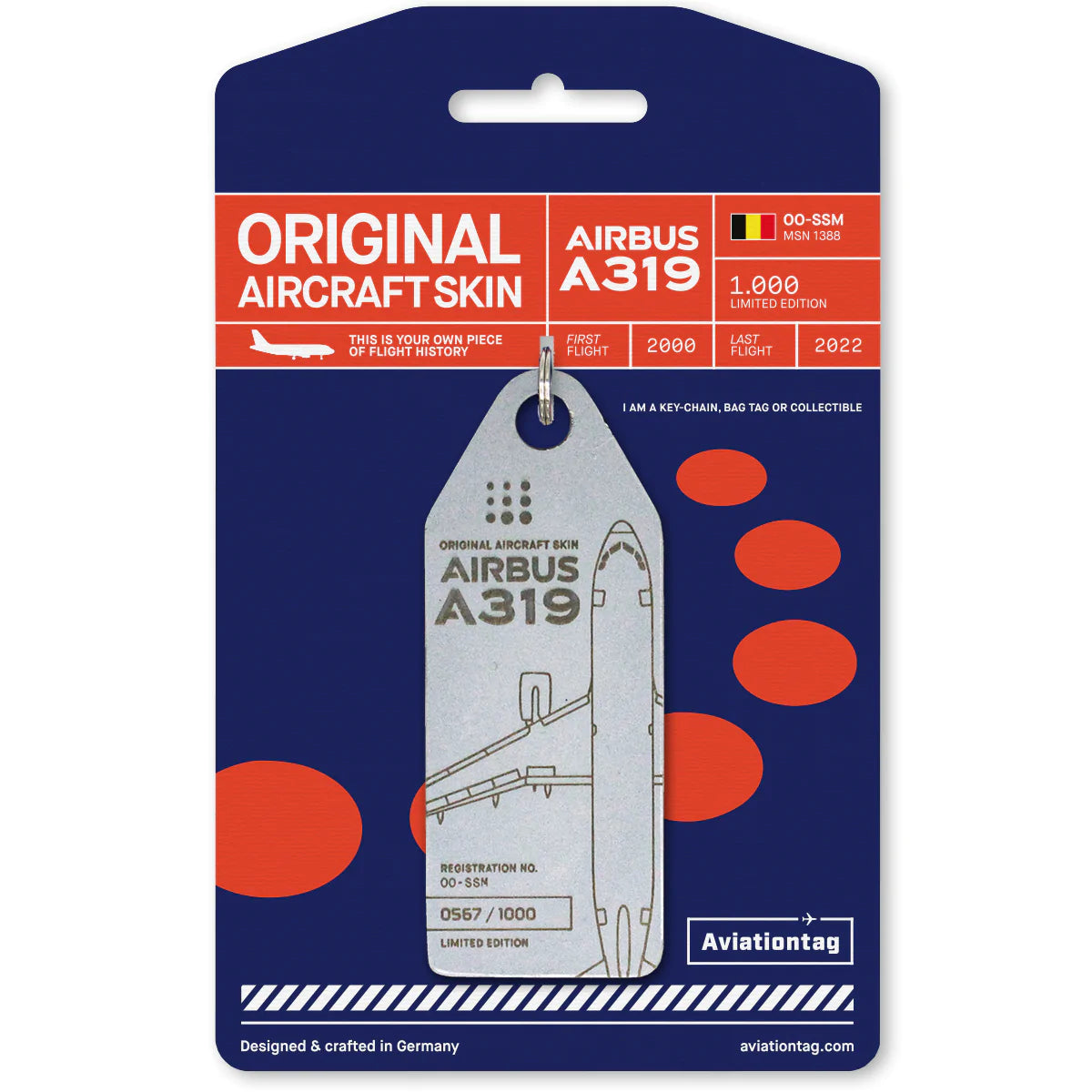 Airbus A319 – OO-SSM Schlüsselanhänger Silber kaufen – Aviationtag