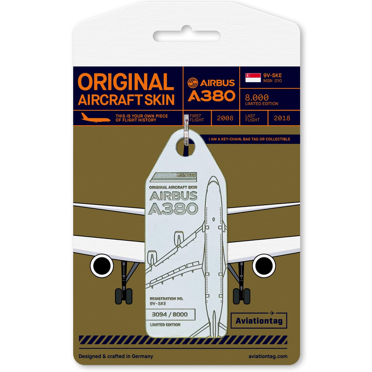都内で Airbus A380 Aviationtag – kaufen Weiß Schlüsselanhänger 9V-SKE - 航空機・ヘリコプター