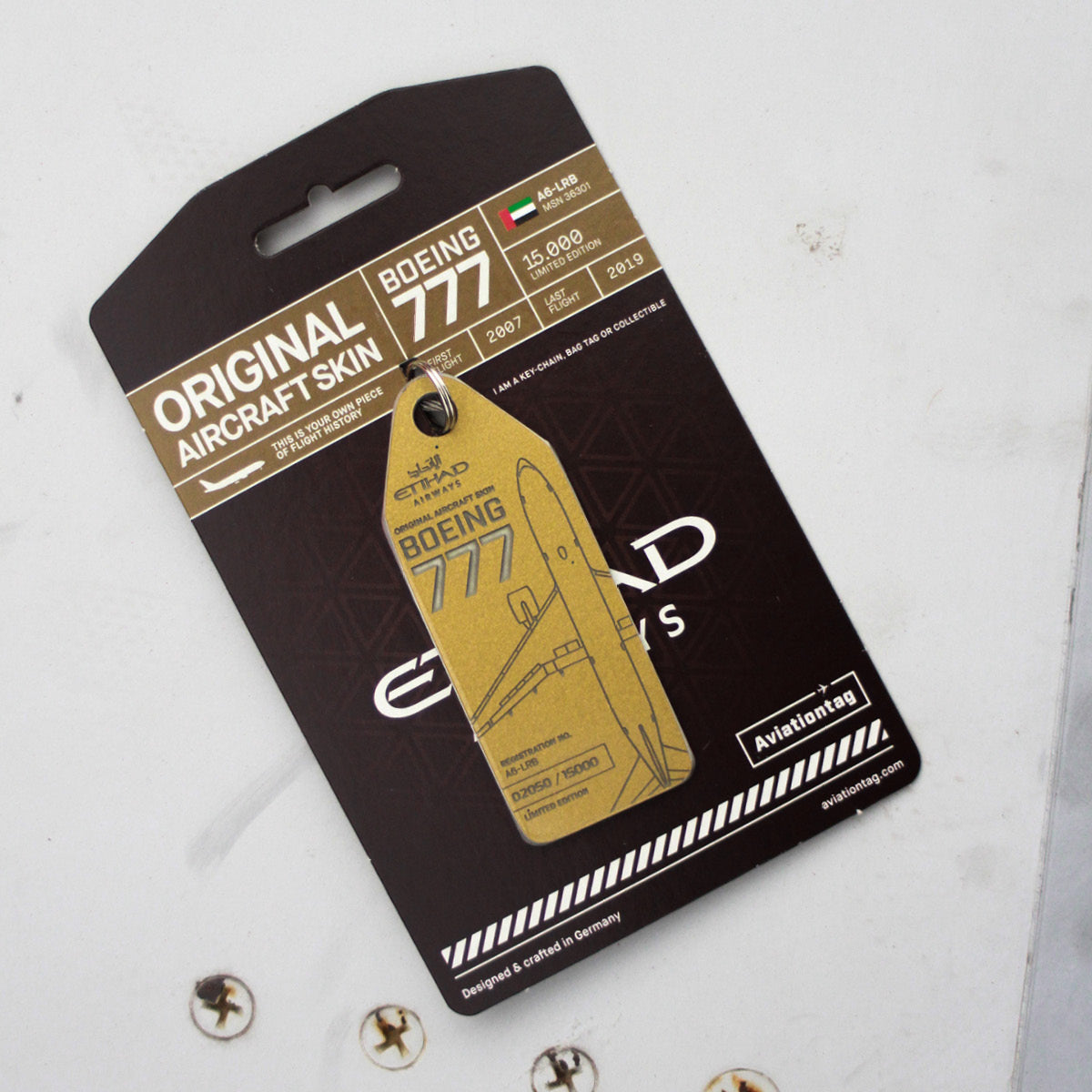 Etihad Boeing 777 - A6-LRB Schlüsselanhänger Gold – Aviationtag