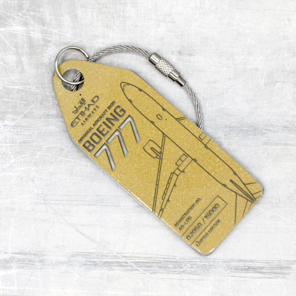 Etihad Boeing 777 - A6-LRB Schlüsselanhänger Gold – Aviationtag