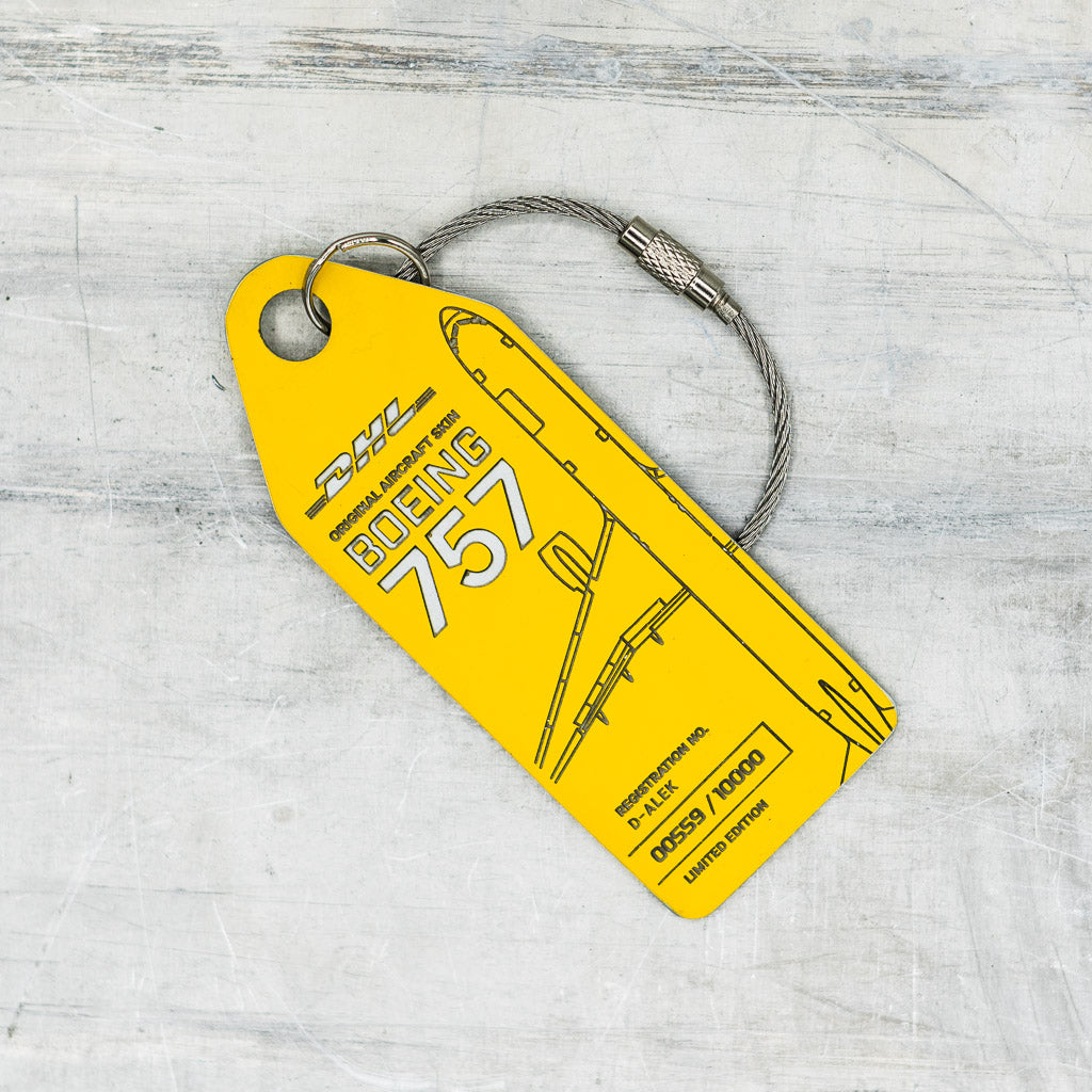 パリコレクション D-ALEK - 757 Boeing DHL Schlüsselanhänger Aviationtag – Gelb 航空機・ヘリコプター